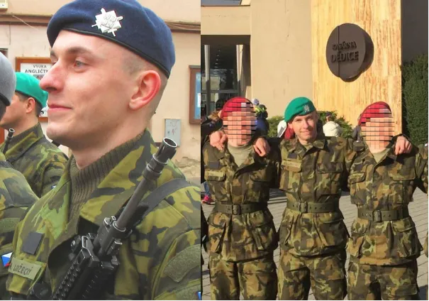 Martin (vlevo) a Ondřej (vpravo) Loužečtí po dokončení základního vojenského výcviku.